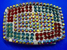 Sparkling Multi-Colored Rhinestone Covered Accented Belt Buckle