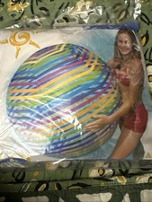 Intex Wet Set Jumbo 48" Beach Ball 59070 Inflatable 2002 Rainbow Stripes BNIP