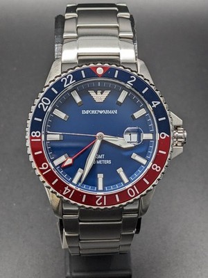EMPORIO ARMANI Watch Quarz-Doppelzeitwerk Armbanduhr 42mm Edelstahl silber