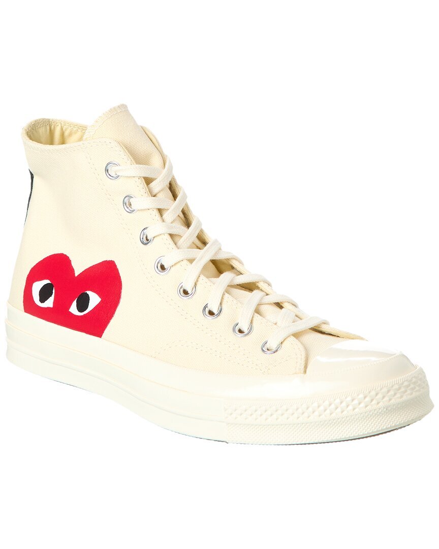 Мужские парусиновые кроссовки Converse X Comme Des Garçons Play с высоким берцем, белый 8.5