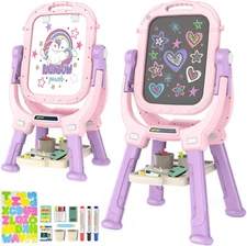 Kids Art Easel Double Sided Adjustable Drawing Board with Accessories for Kids