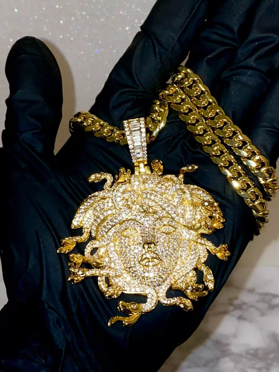 Iced out medusa pendant clearance