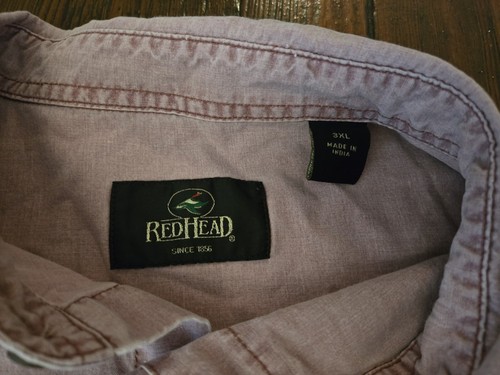 Men's Red Head Button Down Shirt Long Sleeve Light Pink Stone Washed Size 3XL - Picture 3 of 8