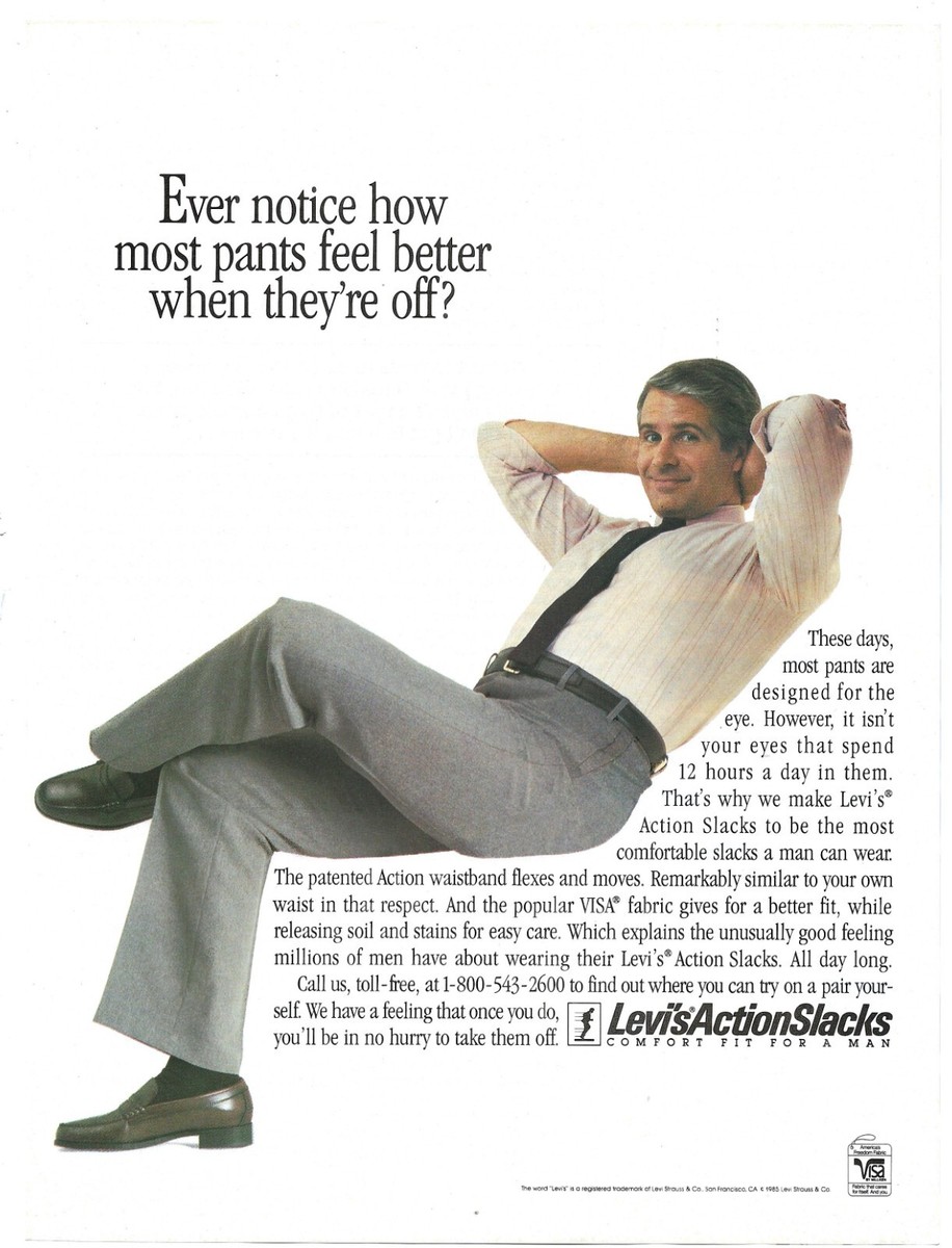 パンツ LEVIS ACTION SLACKS ovy Vintage 1980's or 1990's Levi's ACTION SLACKS Polyester