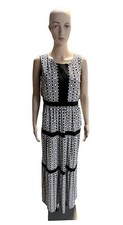 Chaps Womens Sleeveless Maxi Dress Size Medium Black & White