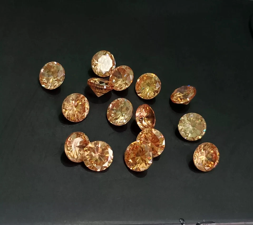 Lote de 14 piedras preciosas sueltas certificadas de zafiro champán natural corte redondo de 5 mm Foto 4 de 4