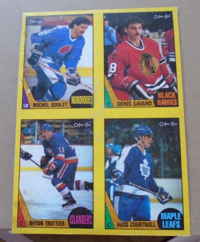 Opee-Chee  Hockey Box Bottom 1987 Michel Goulet /Denis / Savard /Brian Trottier - Picture 1 of 2