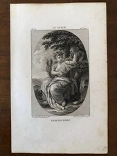 Musa Muse Tersicore Dance Lirica Le Sueur Original Etching 1810