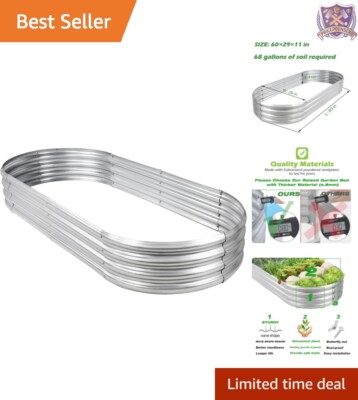 Open Bottom Galvanized Garden Bed   60'' Oval Cultivation for Healthy Growth