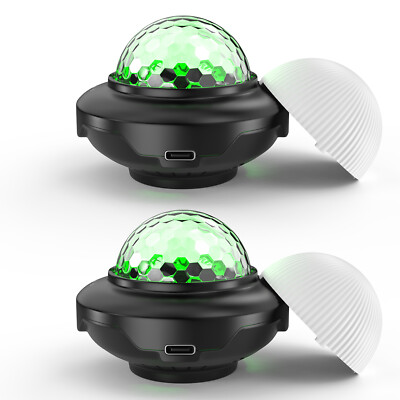 2xLED Strobe Discokugel dj Lichteffekt RGB AKKU USB Bühnenbeleuchtung Party Show