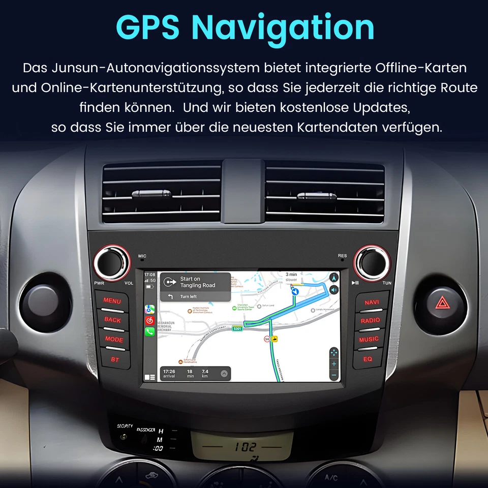 7" Android 13 Autoradio Für Toyota RAV4 2006-2012 GPS Navi BT WIFI DAB SWC 2+64G - Bild 4 von 4