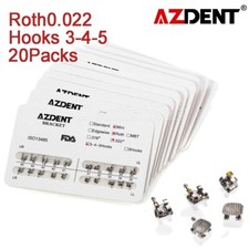 20X AZDENT Dental Orthodontics Metal Brackets Braces Mini Roth 022 Hooks 3 4 5