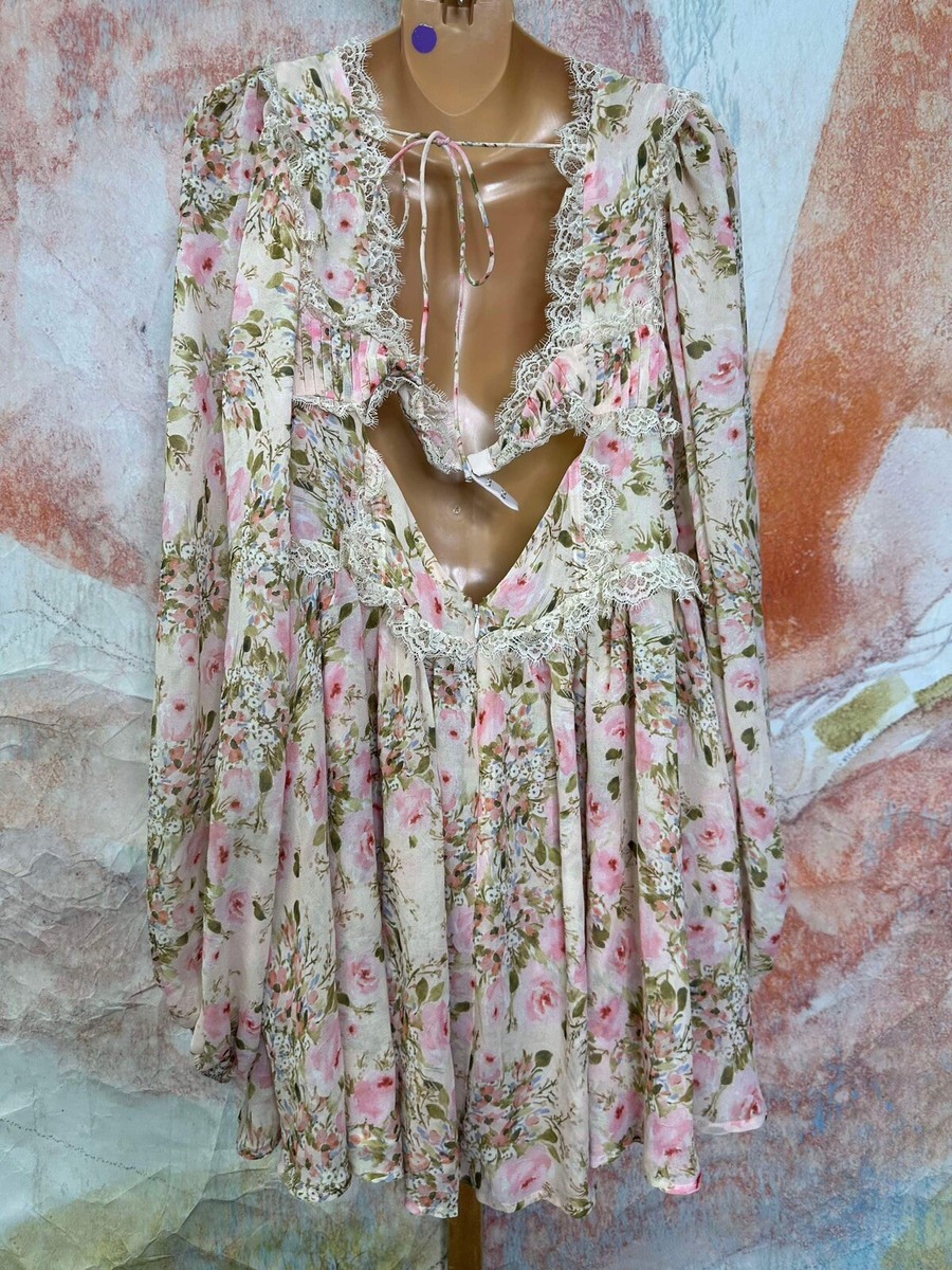 white christmas dresses Fashion Nude Multi-Color Floral Print V-Neck Ruffle Dress – EDITE MODE main image 1