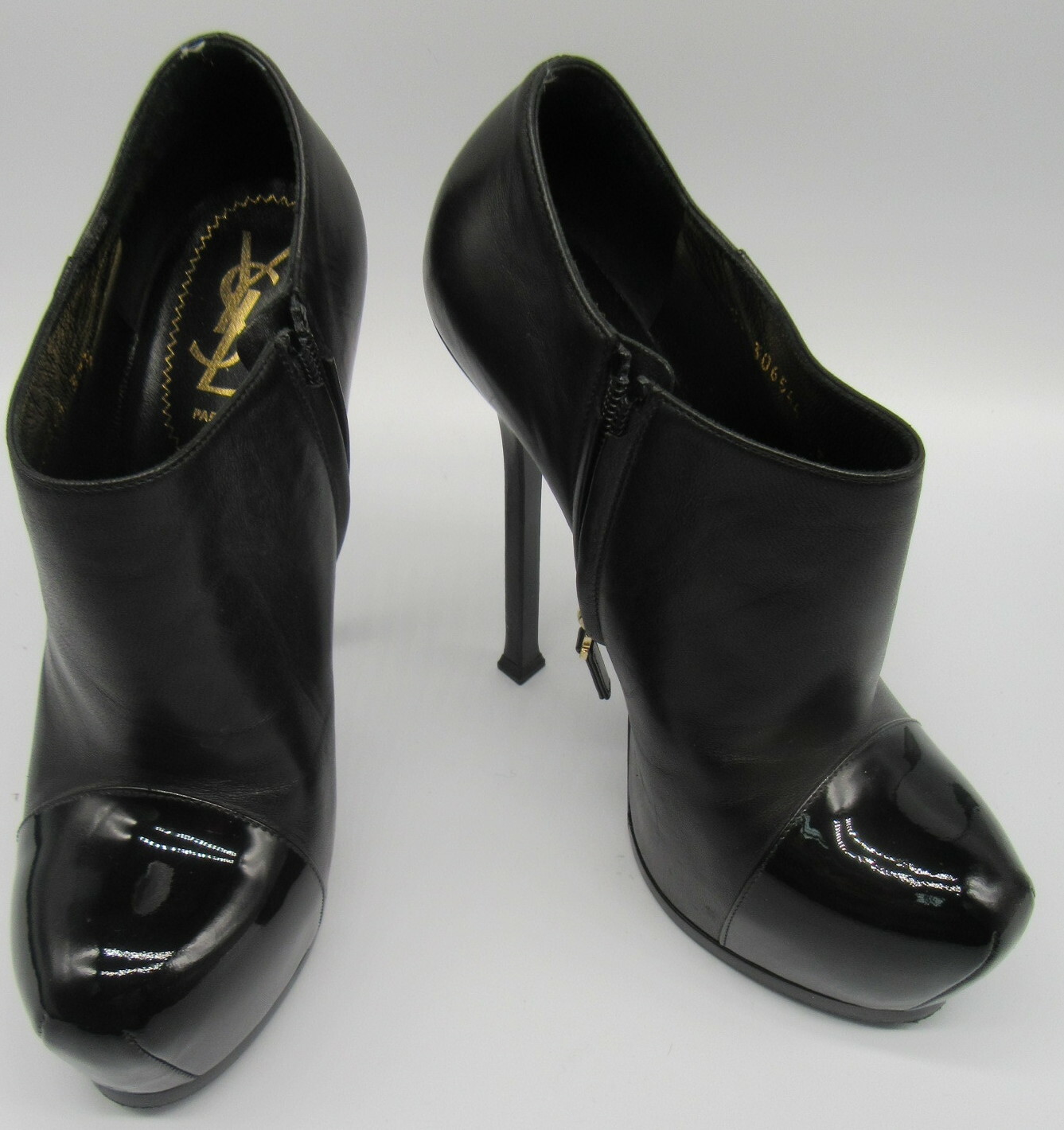 YVES SAINT LAURENT Tribute Due stivaletti neri verniciati e pelle taglia 37 5