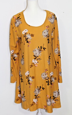 Rue 21 Womens Dress Size Lg Gold with Floral Design Long Sleeved | eBay