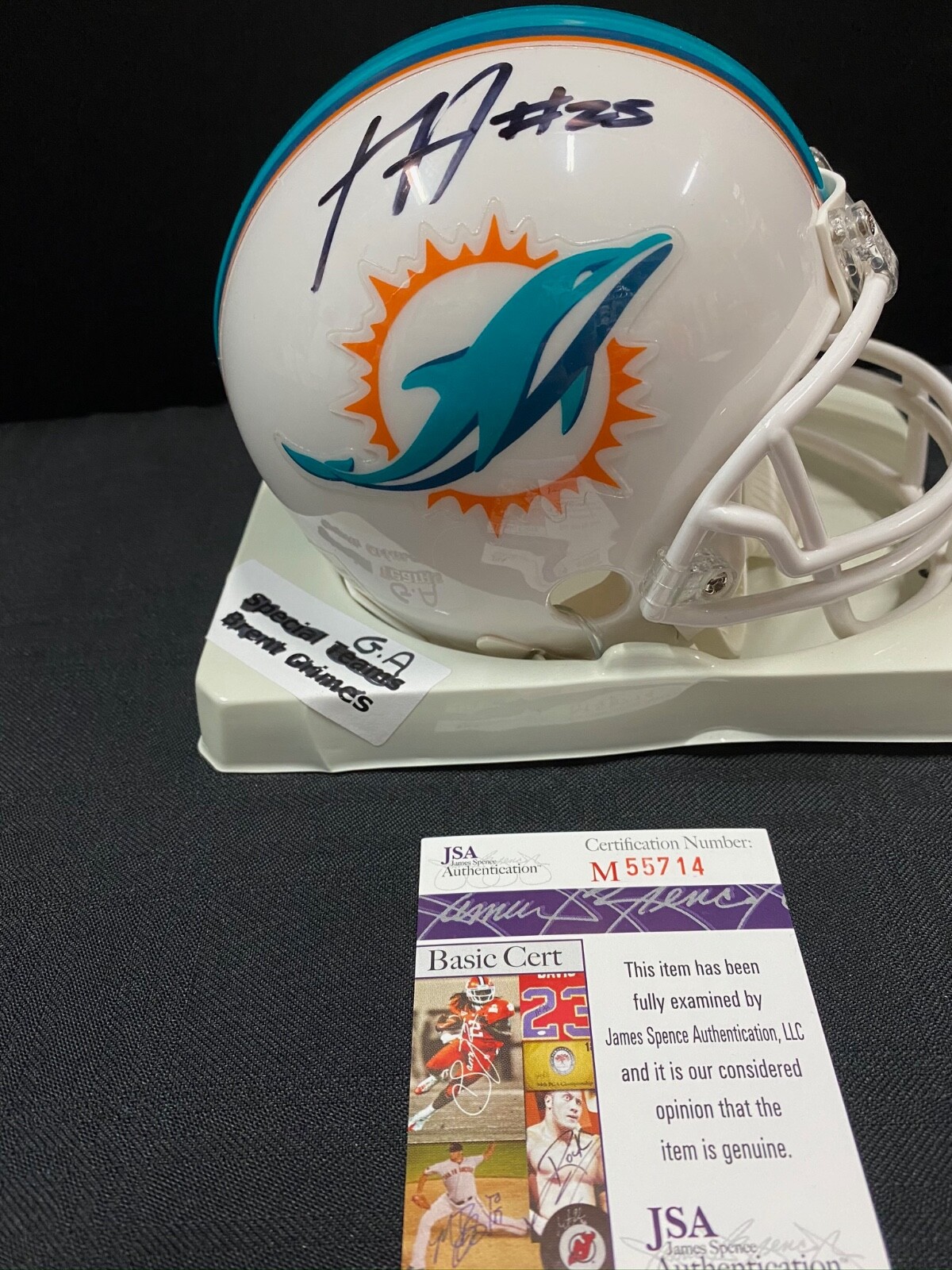 XAVIN HOWARD & BRENT GRIMES Autographed Signed Miami Dolphins XAVIEN HOWARD & BRENT GRIMES MINI HELMET JSA COA M55714 