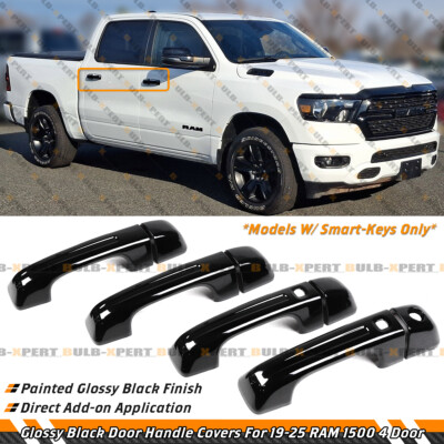 For 19-25 RAM 1500 Gloss Black Door Handle Cover Trim Overlay W
