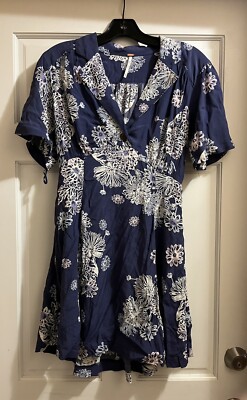 Free People Blue Hawaii Red Floral Print Short Sleeve Mini Dress-Size XS |  eBay