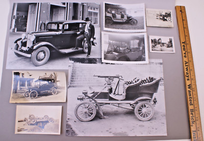 8 LOT 5 ANTIQUE AUTOMOBILE PHOTOGRAPHS including CRASH PHOTO & 2 RECENT PRINTS
