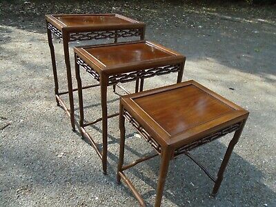 Buy Chinese Nest Of 3 Hardwood Tables With Decorative Panels Great Practical Set