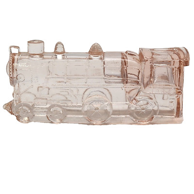 Pink Depression Glass Train Locomotive Engine 888 Candy Container 1940s Vintage 