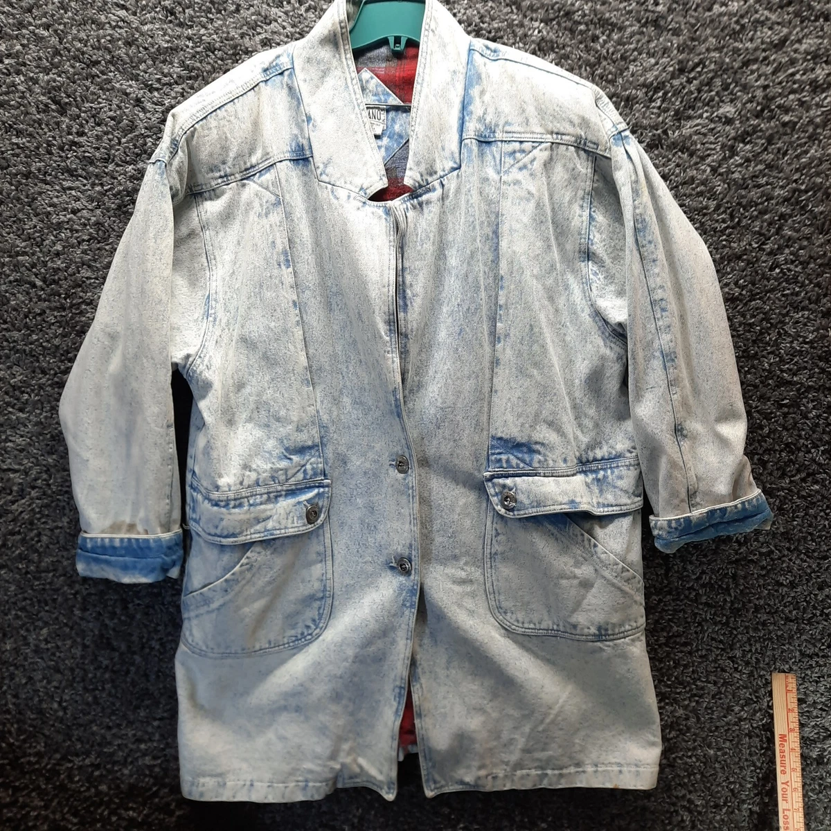 Vintage Stafano World Wide Denim Jacket Women 18 20 Blue Flannel