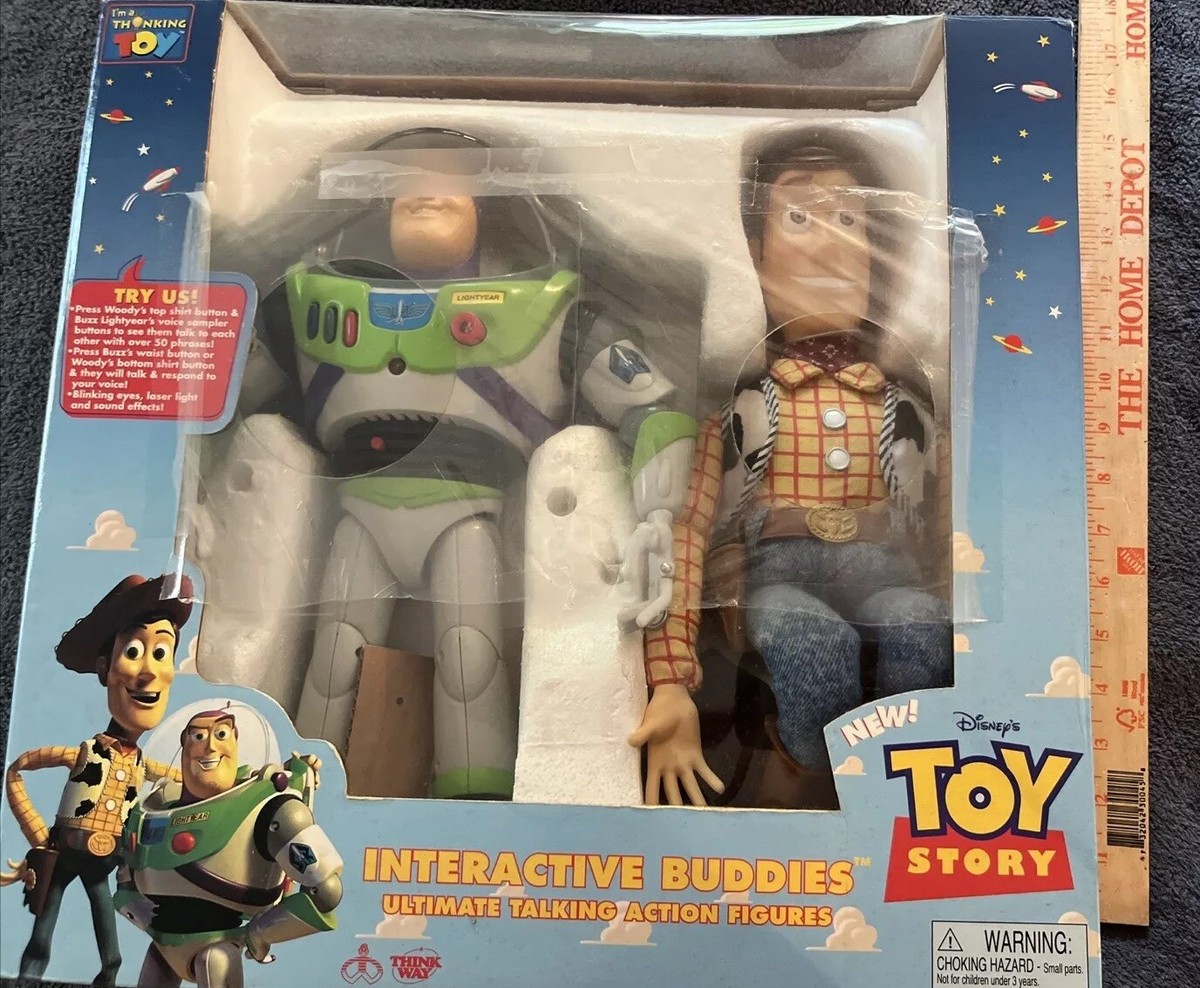Rare -Thinkway Toy Story Buzz Woody Interactive Buddies Talking Action  Figures