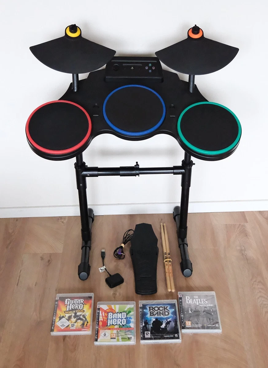 Guitar Hero Drum Set + 4 GAMES - Playstation 3 PS3 - Complete & Tested!