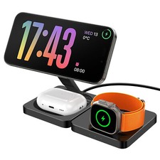 3in1 Foldable Magnetic Fast Wireless Charger For Apple Watch 11/10 iPhone 17e 16