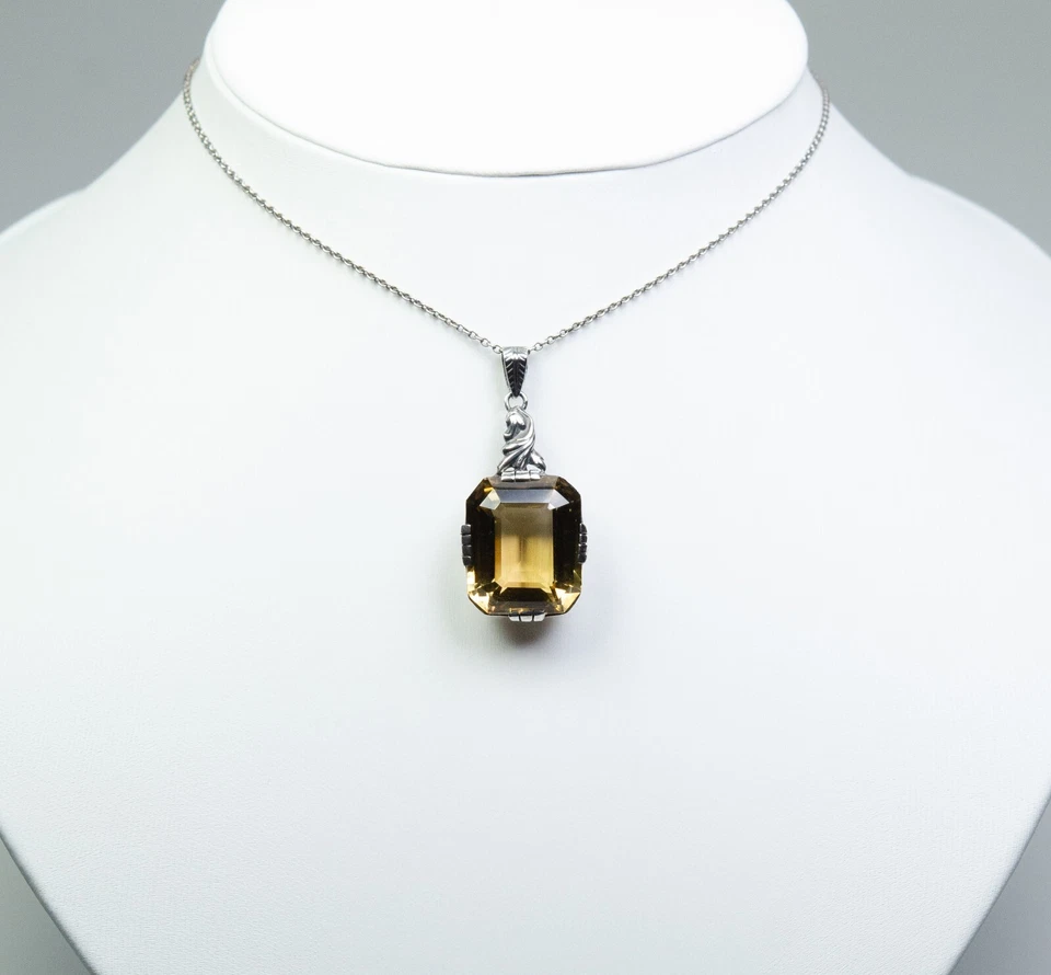 800 Argento - Antico Stile Liberty Rimorchio - Naturale 21.00 CT Citrino - Immagine 2 di 4