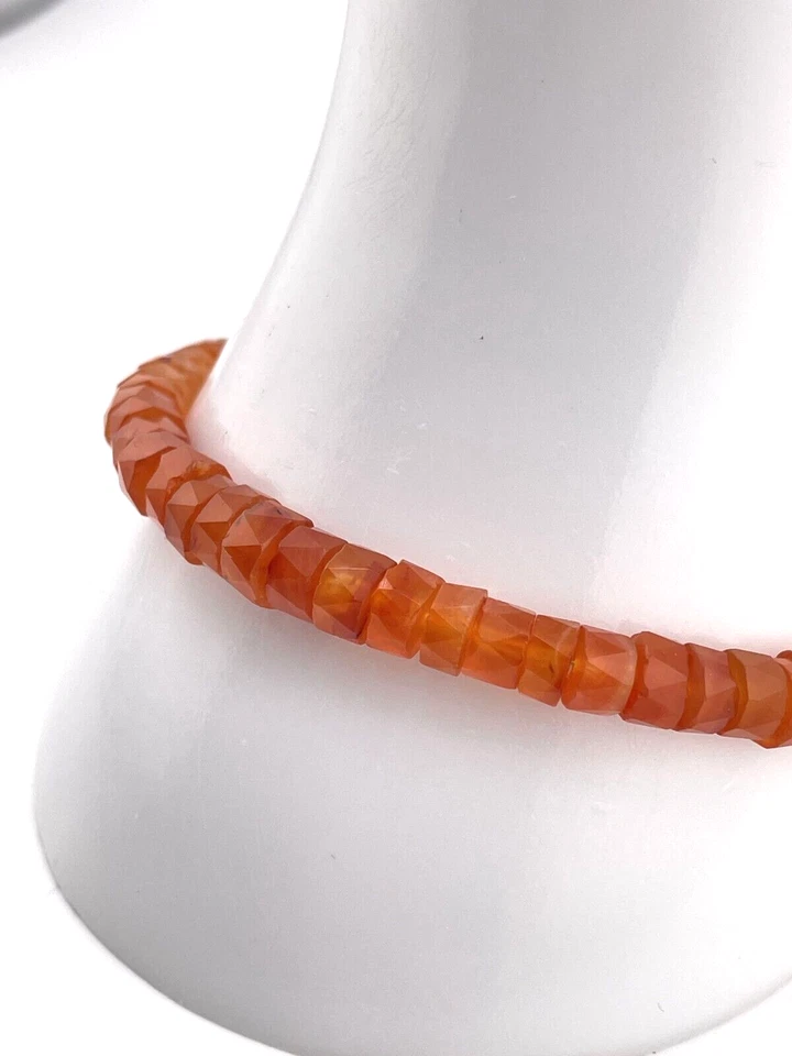 Pulsera de piedra cornalina naranja brillante joyería de moda para mujer Foto 4 de 4