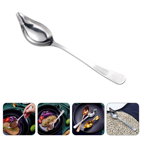 3 Cuillères à Fentes En Acier Inoxydable - Ustensiles De Service Pour Fruits, Salades, Desserts, Pratique Et Lavable
