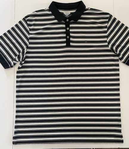 Callaway Mens 2XL Golf Polo Shirt Black White Grey Stripes - Picture 5 of 7