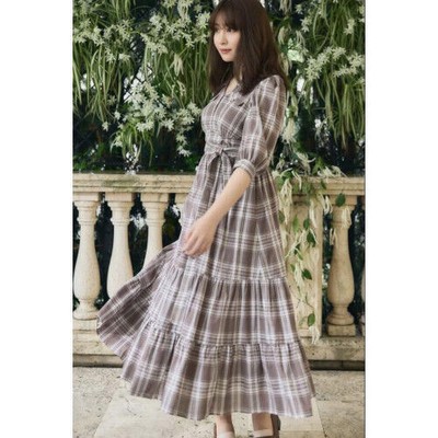 Herlipto Bergamo Plaid Tiered Long Dress