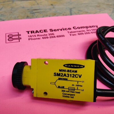 Banner Mini Beam SM2A312CV Photoelectric Sensor, Convergent Red 24-240VAC 25992