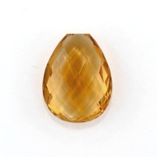 NATURAL MADEIRA CITRINE 14.25 x 11 MM PEAR BRIOLETTE CUT FLAT POINT F-4895