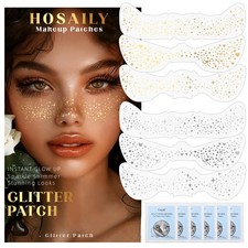 HOSAILY 6 PCS Glitter Freckles Face Tattoo, Medium, Set B:3 gold 3 silver