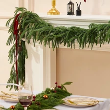 Faux Norfolk Pine Christmas Garland – Real Touch Greenery Artificial Cedar Ch...