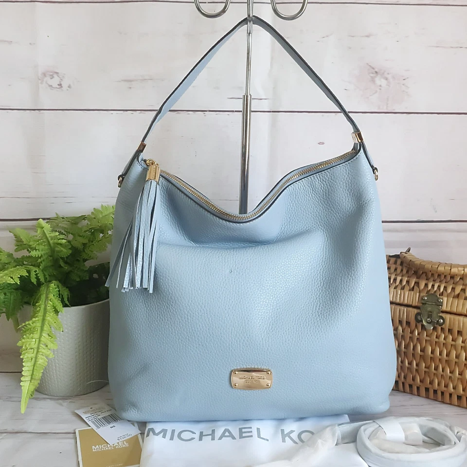 MICHAEL KORS Shoulder Crossbody Grab Bag NWT! Large BEDFORD Top Zip Blue Leather - Image 2 of 4