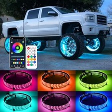 4PCS RGB LED Wheel Rim Lights with Bluetooth and Remote Control,Wheel 15.5inch