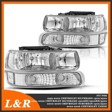 For 99-02 Chevy Silverado 00-06 Tahoe Suburban Lumintek Chrome Headlights Pair