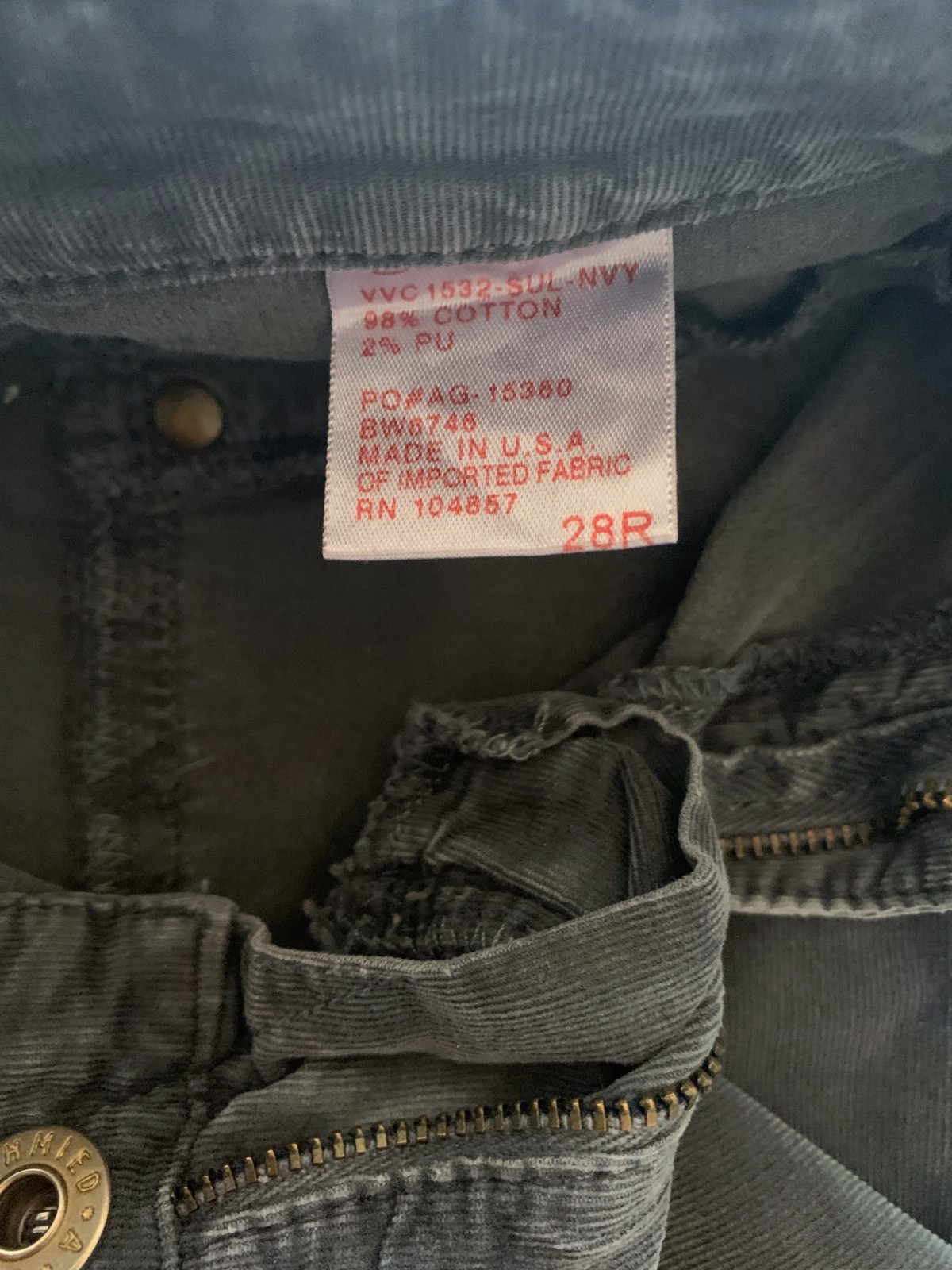 AG ADRIANO GOLDSCHMIED Blue/Grey Corduroy The Jegging Super Skinny Womens sz 28r thumbnail 3