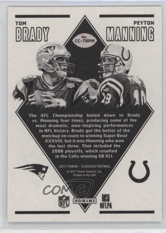 2017 Panini Classics Classic Clashes Peyton Manning Tom Brady #CC-TBPM HOF - Image 2 of 2