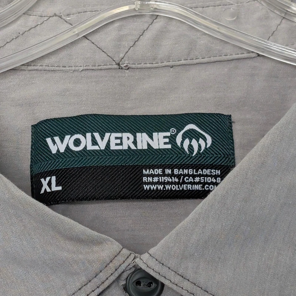 Wolverine Shirt Mens XL Gray Short Sleeve Button Up Stretch Workwear Pocket - Image 4 of 4