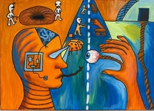 |No trust| - 14x20 Inch Original surreal acrylic painting on canvas