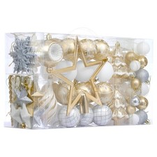 Christmas Ball Ornaments, 100ct White and Gold Shatterproof Christmas Tree De...