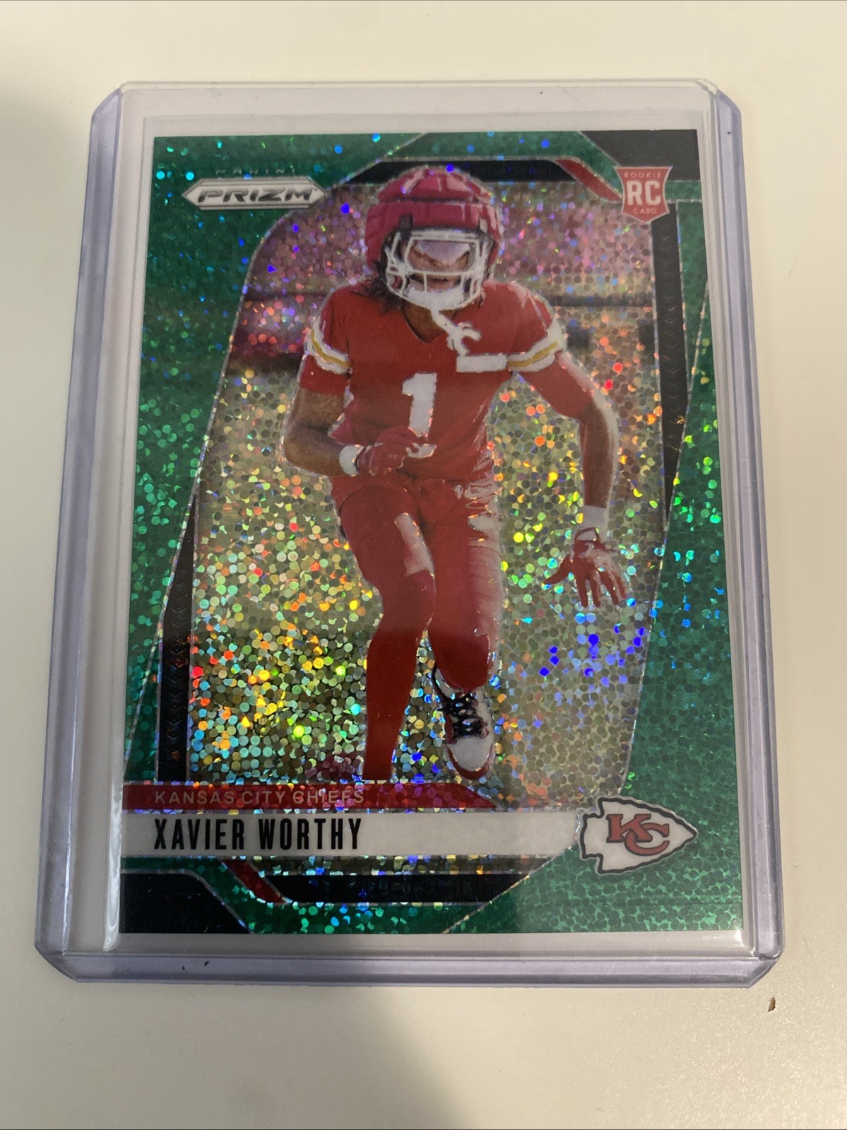 Xavier Worthy 2024 Panini Prizm Rookie Green Sparkle Prizm /8 399 Chiefs RC