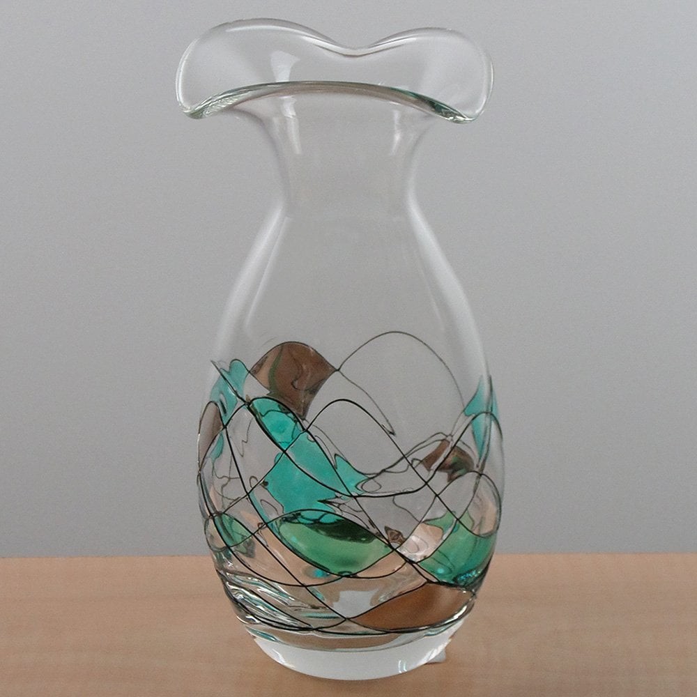 Nobile Glassware Teal Mosaic Posy Vase - 23cm 44794