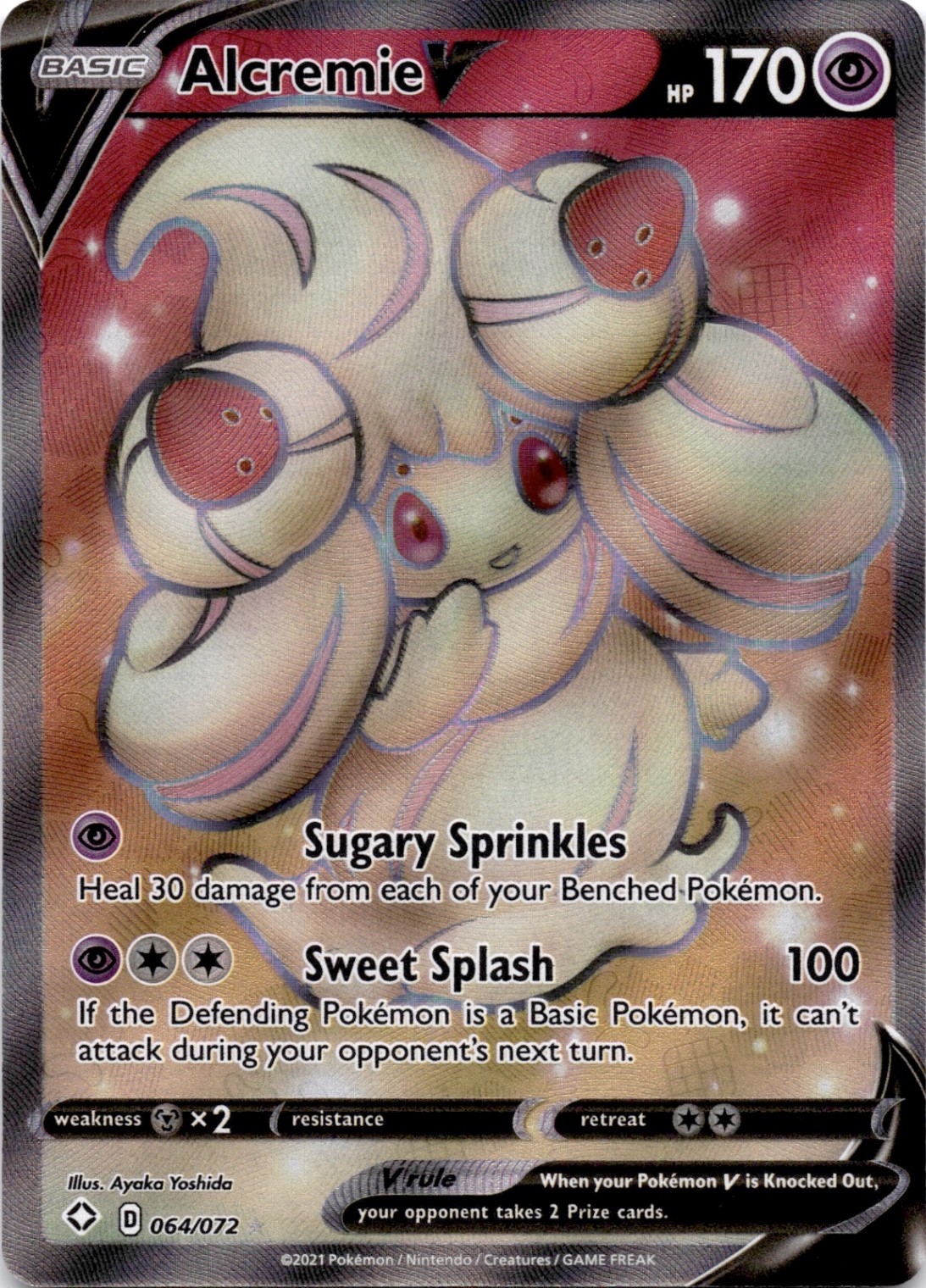 Alcremie V (Full Art) Ultra Rare Shining Fates 064/072 NM