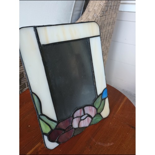 Stained Glass Floral Picture Frame - Cream & Multicolor No Cracks or Scratches